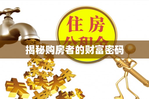 田中揭秘购房者的财富密码